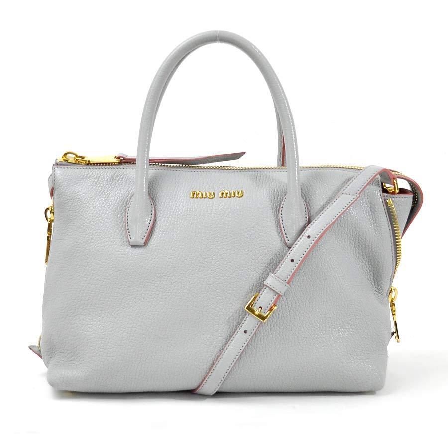 ミュウミュウmiumiu レザーショルダーバッグ 2ウェイ ヴィンテージ グレー miumiu ミュウミュウ 2way ヴィンテージバッグ レザー グレー