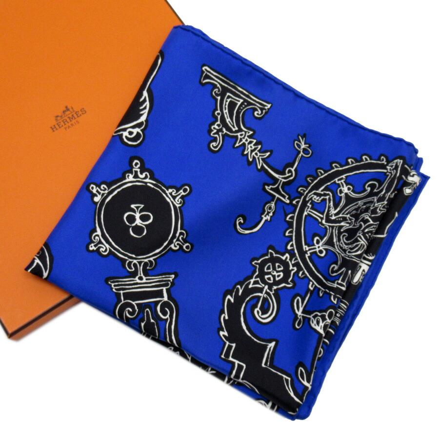 HERMES ネイビー スカーフ エルメス スカーフ シルク ネイビー カレ55 LES CLES 鍵