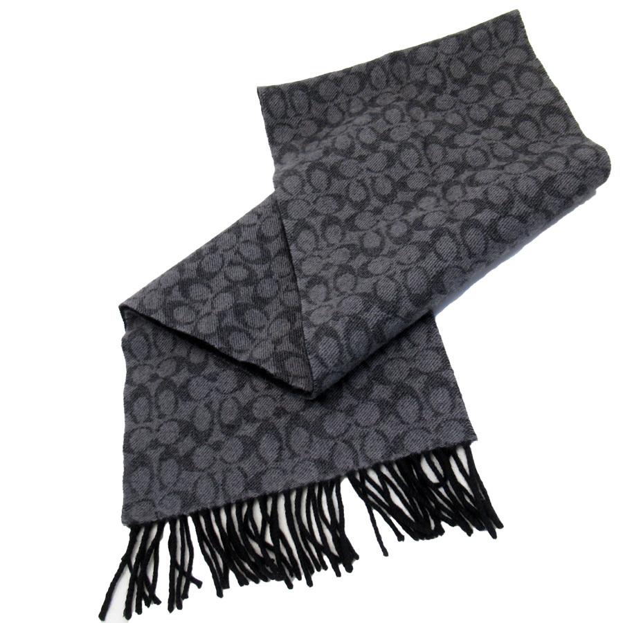 COACH（コーチ） マフラー シグネチャー 推定ウール グレー系xブラック