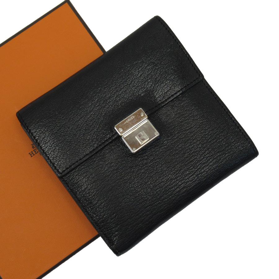 エルメス HERMES 三つ折り財布 クリック12 シェブルミゾル ブラック