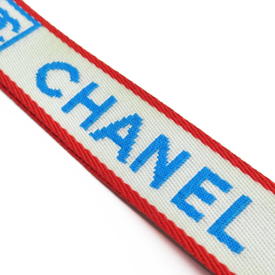 CHANEL（シャネル） ネックストラップ ナイロン ホワイト×ブルー