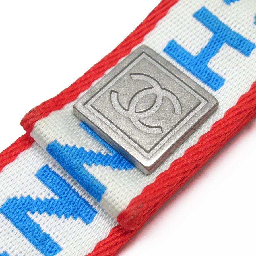 CHANEL（シャネル） ネックストラップ ナイロン ホワイト×ブルー