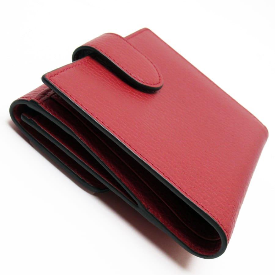 GUCCI グッチ 二つ折り財布 インターロッキングG レザー レッド