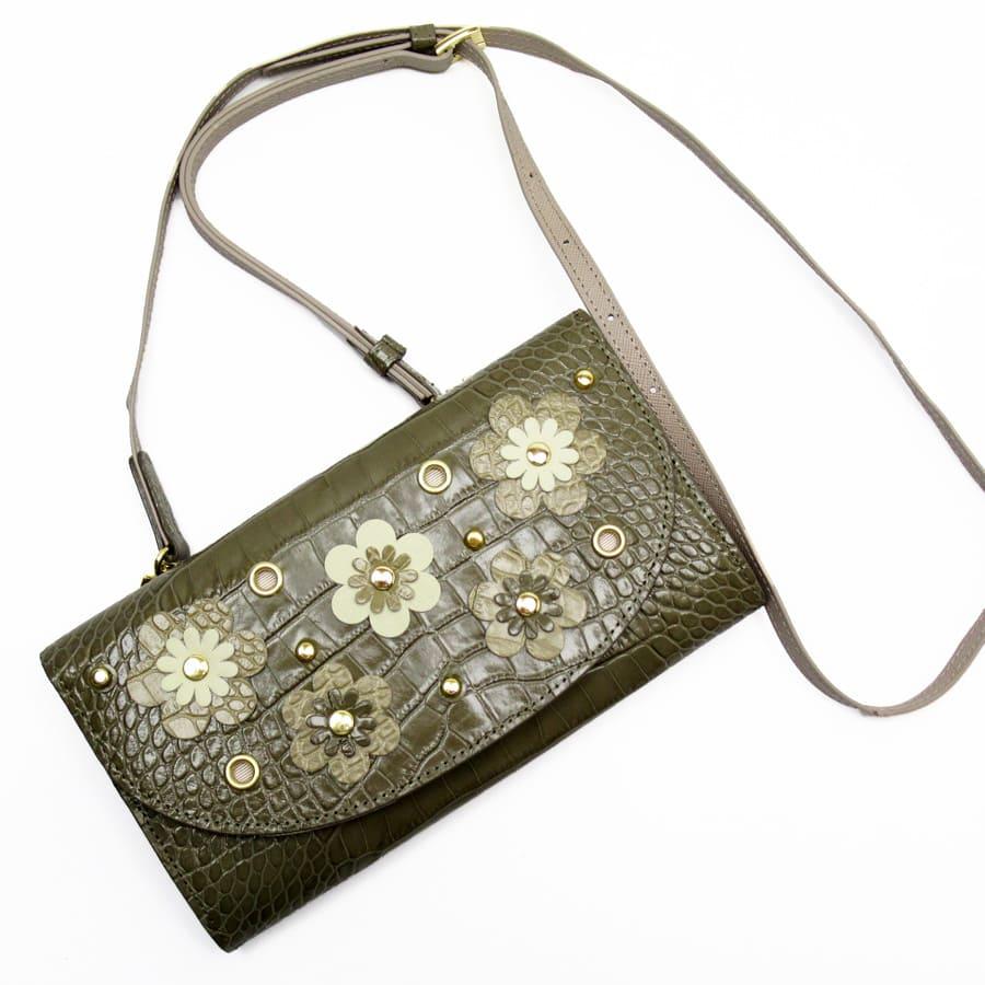 LEATHER JEWELS レザージュエルズ 長財布 ショルダーウォレット 型押し 