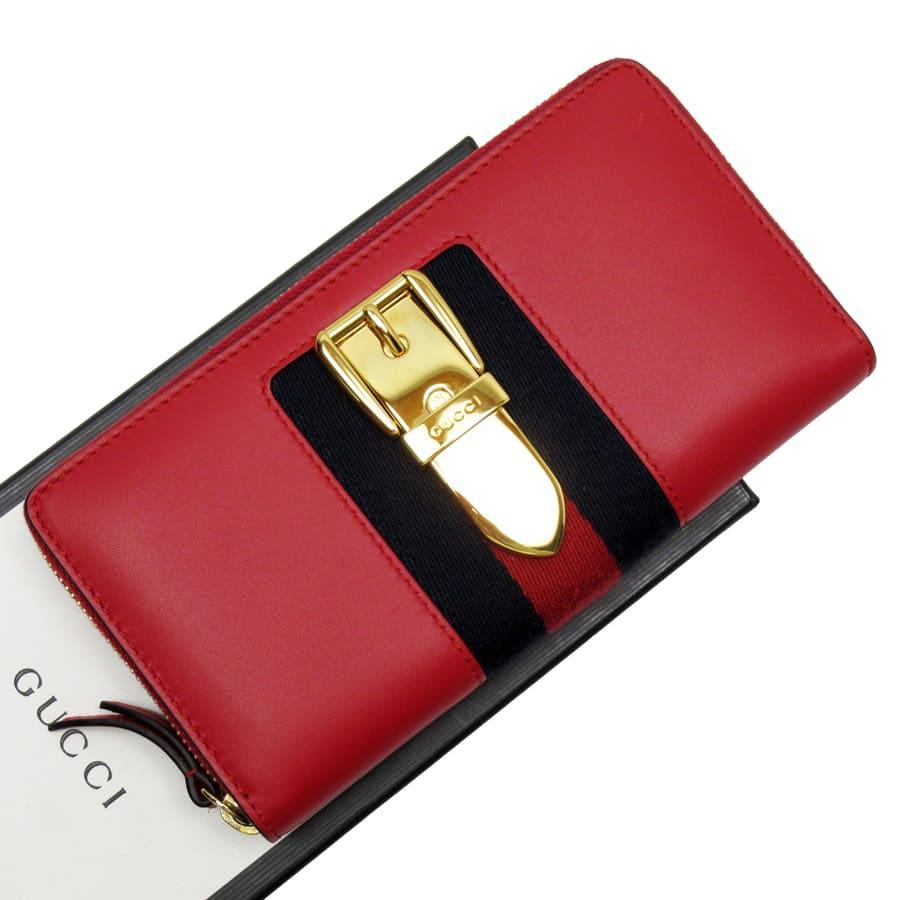 美品 GUCCI グッチ ラウンドファスナー 長財布 レッド GUCCI グッチ ラウンドファスナー長財布 シルヴィ レザー