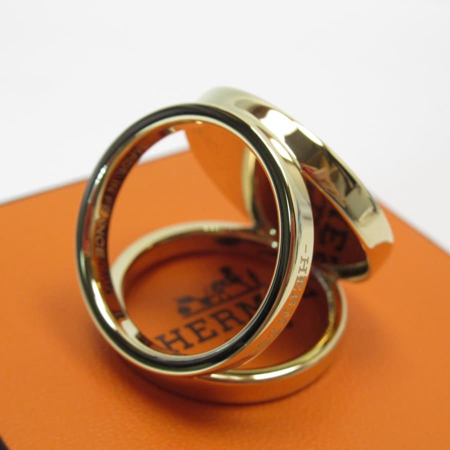 HERMES エルメス スカーフリング カマイユ 金属素材 ゴールドxレッド系 