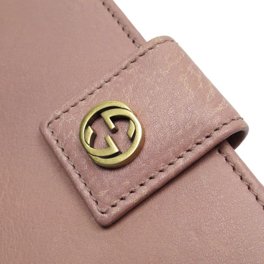 GUCCI（グッチ） 二つ折り財布 インターロッキングG レザー ピンク