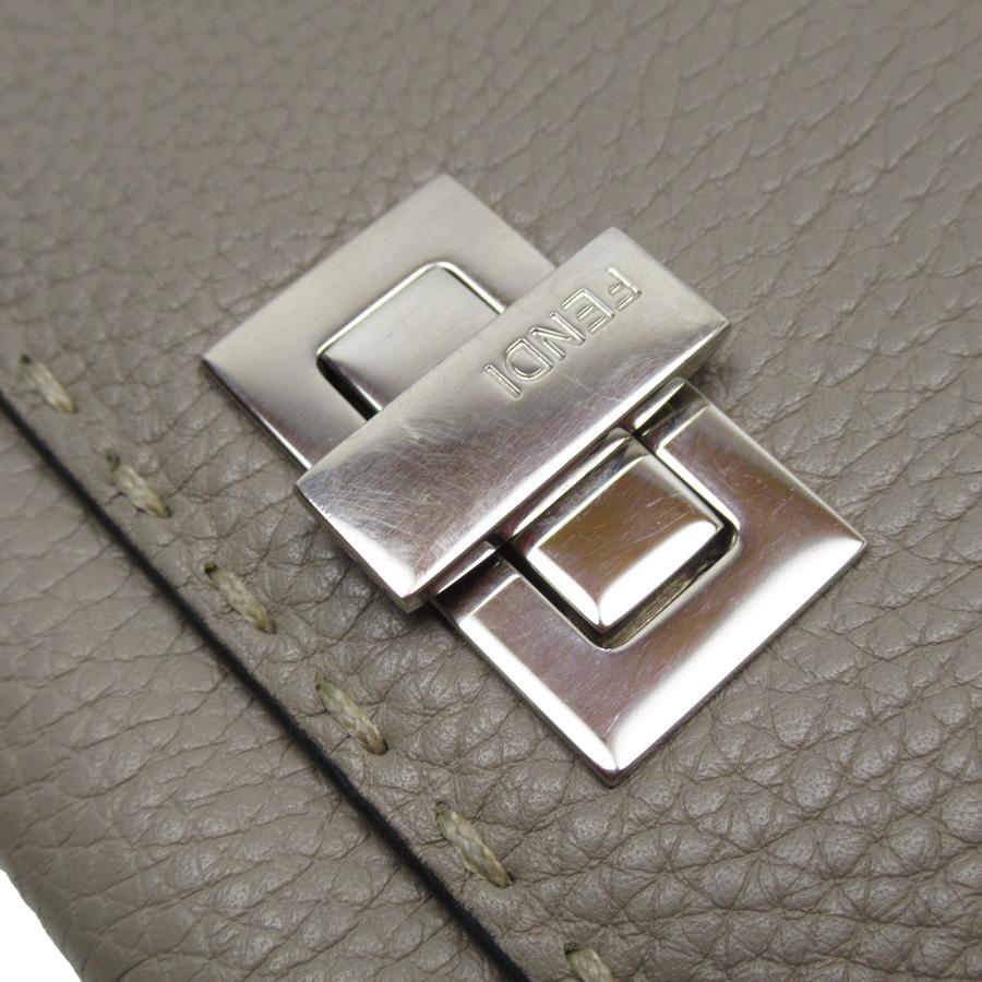 FENDI（フェンディ） 二つ折り長財布 セレリア レザー グレージュ