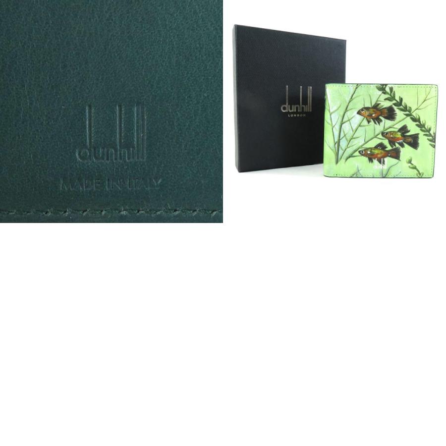 ダンヒル Dunhill 二つ折り財布 グリーンフィッシュ レザー グリーンx 