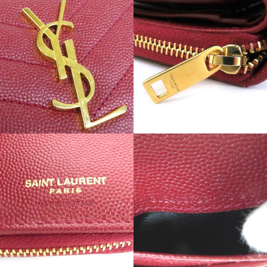 サンローラン SAINT LAURENT 二つ折り財布 レザー レッド : ブランド