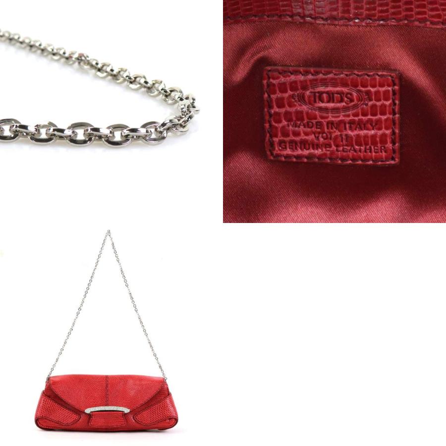 トッズ TOD'S ショルダーバッグ リザード レッド : ブランド