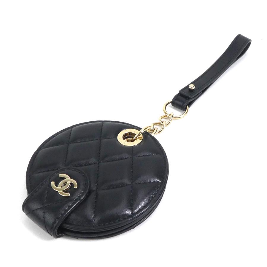 【未使用品】CHANEL シャネル ネームタグ ココマーク マトラッセ CHANEL（シャネル） ネームタグ ココマーク ラムスキン ブラック