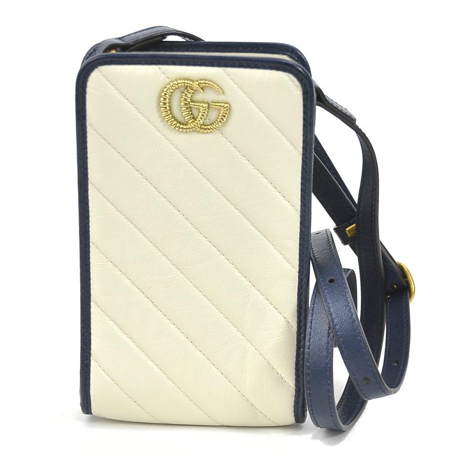 GUCCI グッチ ポーチ スマホケース GGマーモント レザー ネイビー