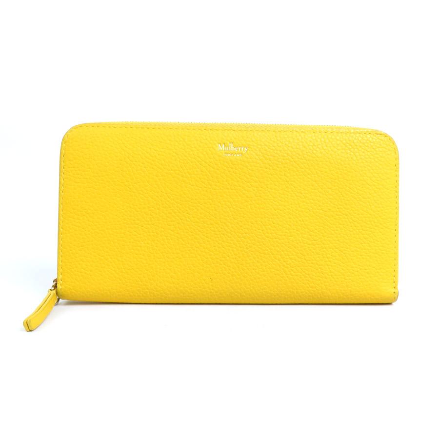 マルベリー MULBERRY ラウンドファスナー長財布 レザー イエロー 