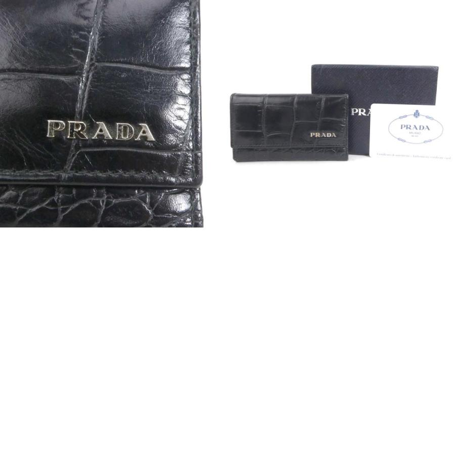 プラダ PRADA キーケース 型押しレザー ブラック｜brandvalue-store｜05