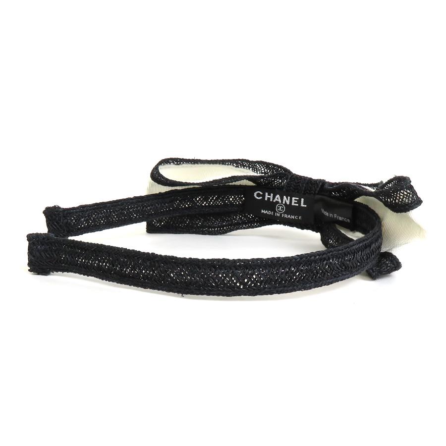 CHANEL シャネル カチューシャ コットン ホワイト×ブラック CHANEL シャネル カチューシャ コットン ホワイト×ブラック