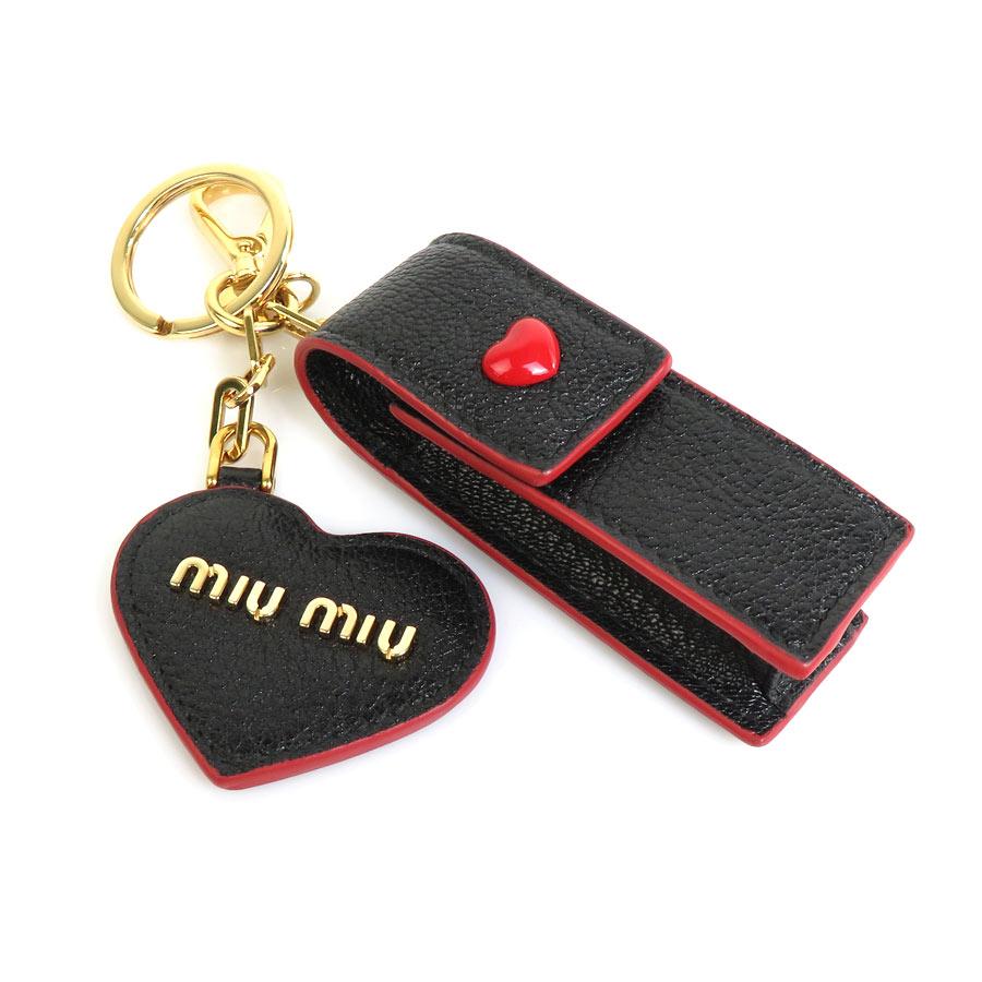 miu ミュウミュウ MIUMIU チャーム リップケース ミラー レザー miu ミュウミュウ MIUMIU チャーム リップケース ミラー レザー