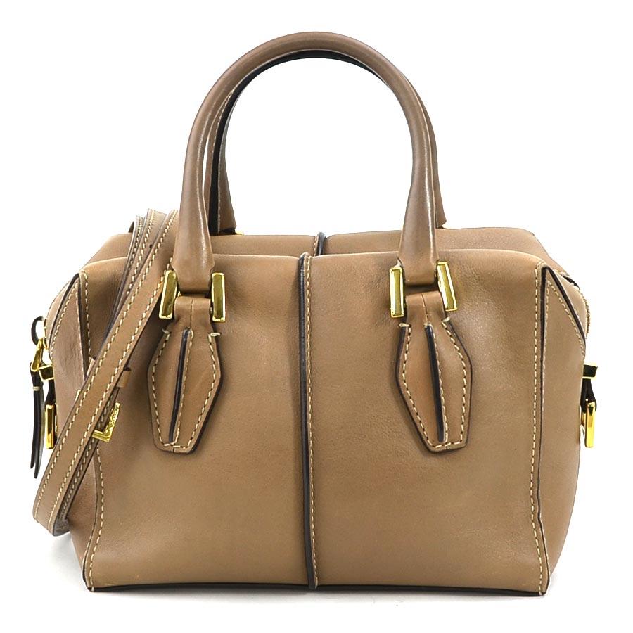TOD'S ベージュ レザー ショルダーバッグハンドバッグ トッズ TOD'S ハンドバッグ ショルダーバッグ レザー ベージュ
