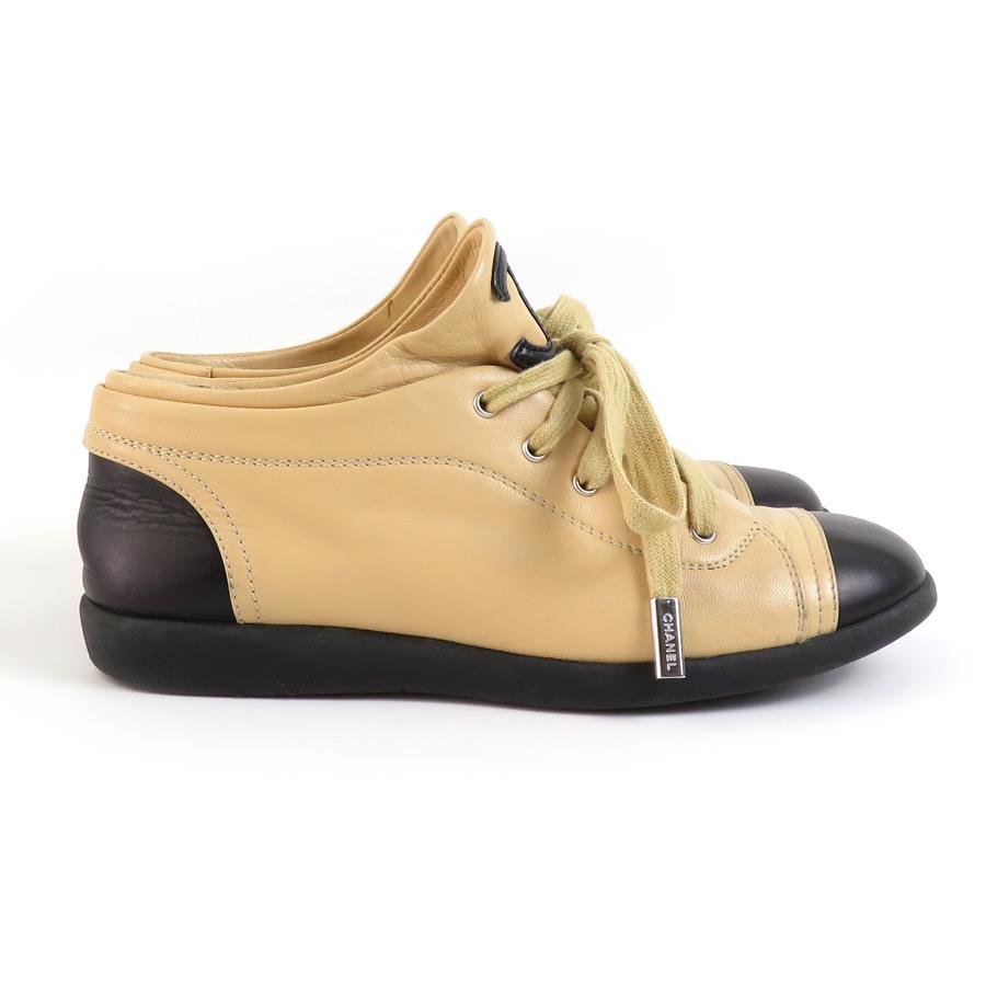 CHANEL シャネル スニーカー レザースニーカー レザー ベージュ