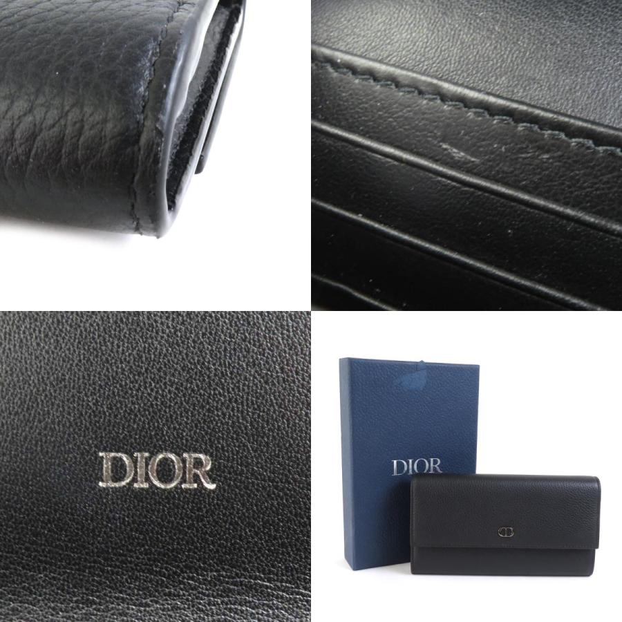 クリスチャンディオール Christian Dior 長財布 レザー ブラック クリスチャンディオール Christian Dior 長財布 レザー ブラック