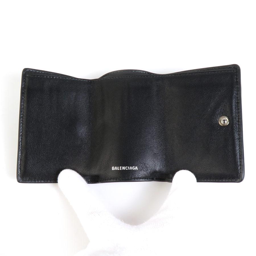 BALENCIAGA（バレンシアガ） 三つ折り財布 レザー ブラック×ホワイト