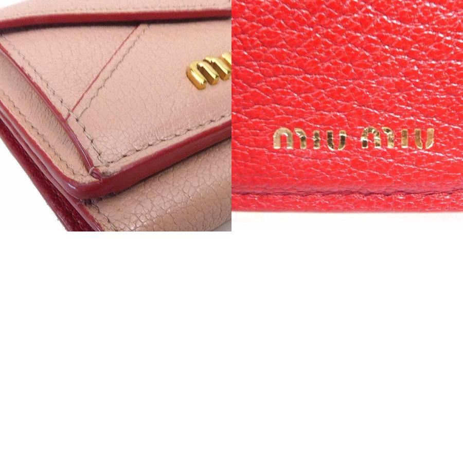miu miu（ミュウミュウ） 三つ折り財布 レザー ピンク : ブランド
