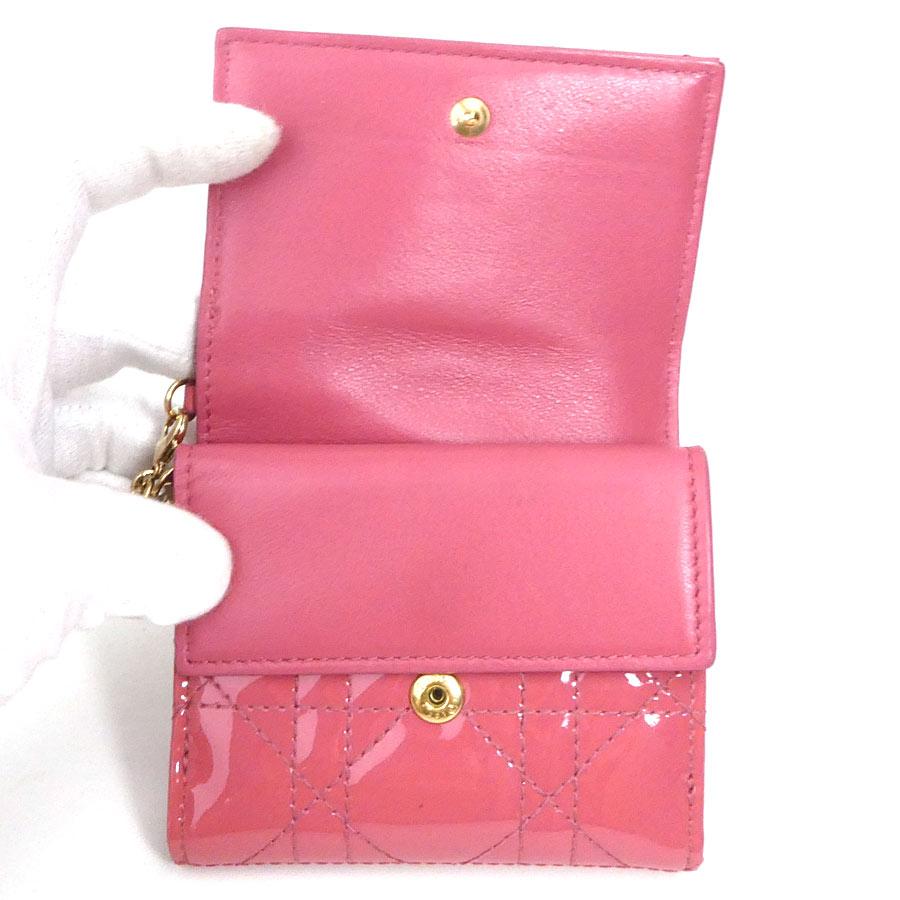 クリスチャンディオール Christian Dior 三つ折り財布 パテントレザー