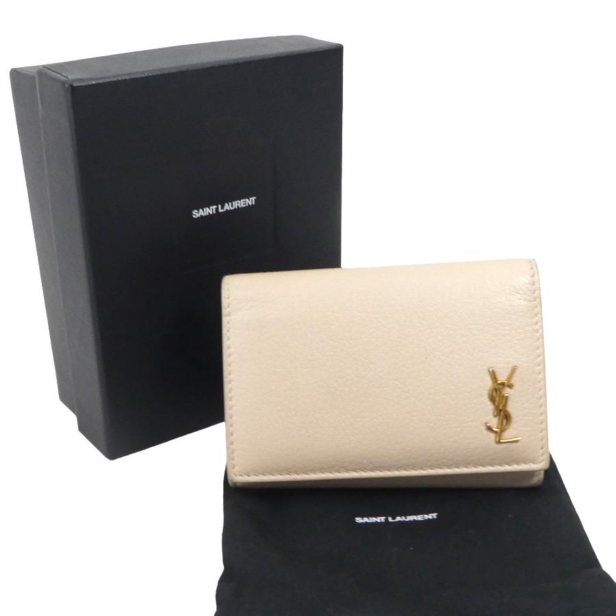 サンローラン SAINT LAURENT キーケース レザー ライトベージュ