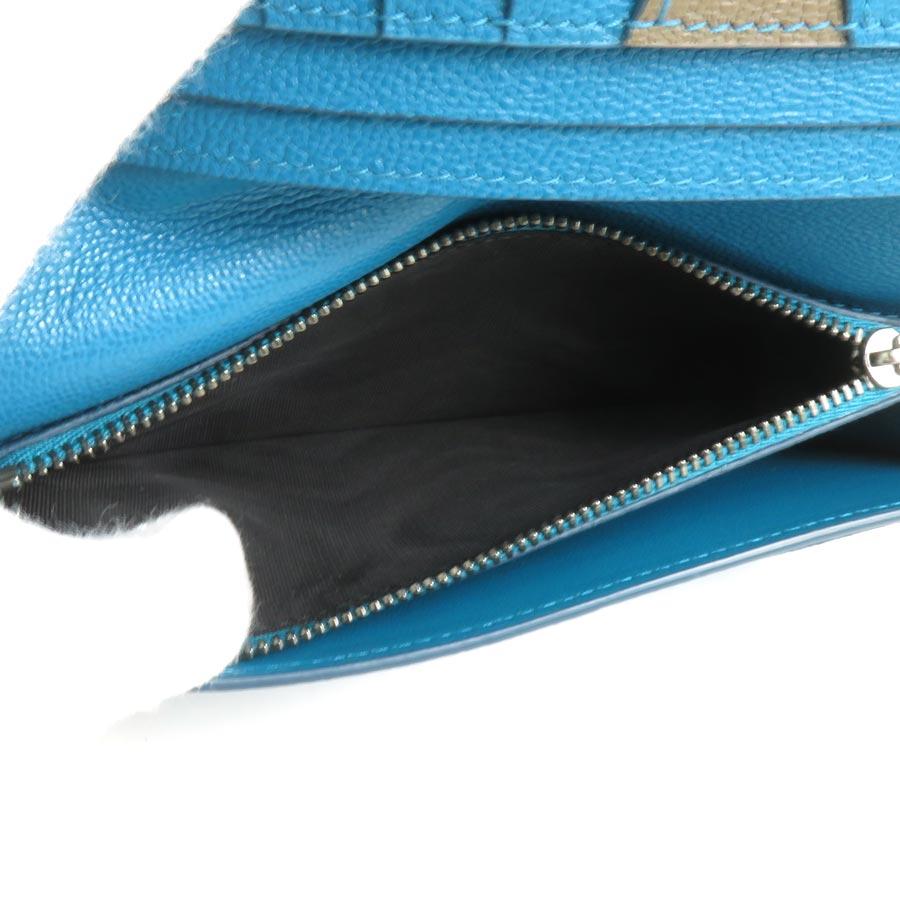 ブルガリ　財布　ラウンドファスナー　ターコイズブルー　箱付き ブルガリ 財布 ラウンドファスナー ターコイズブルー 箱付き