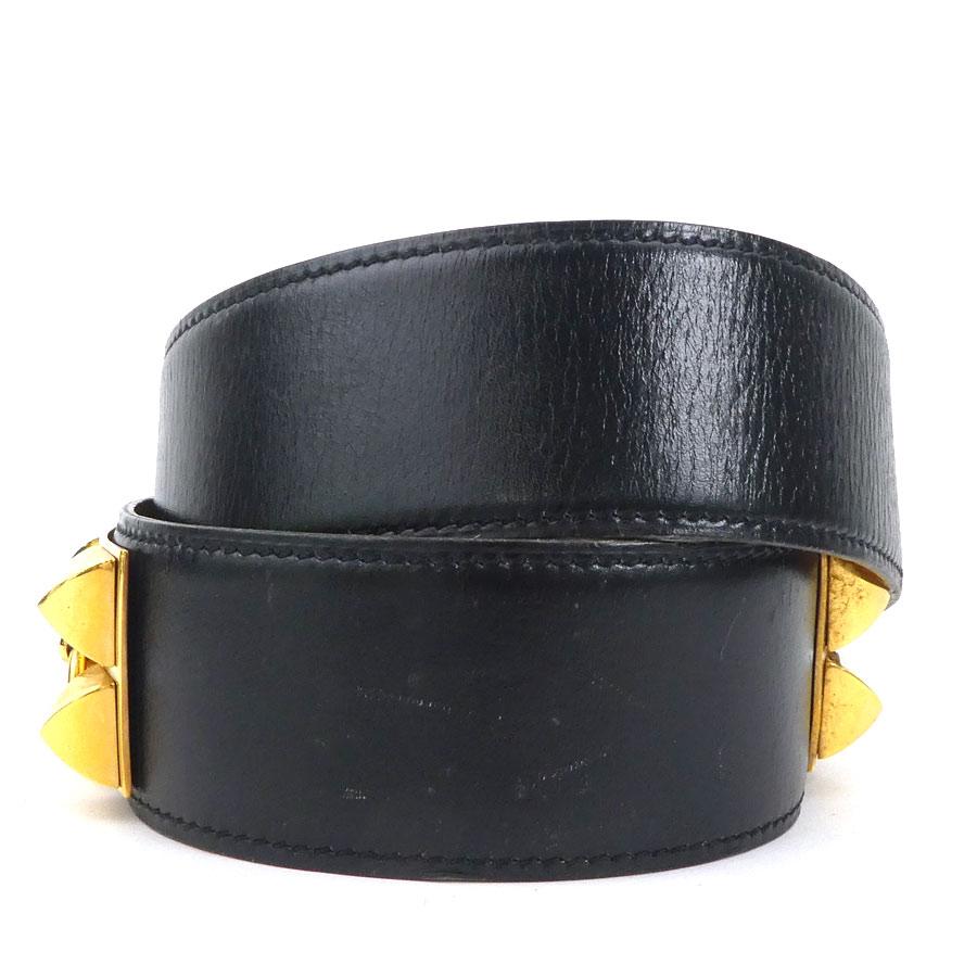エルメス HERMES ベルト コリエ ド シアン ボックスカーフ ブラック 