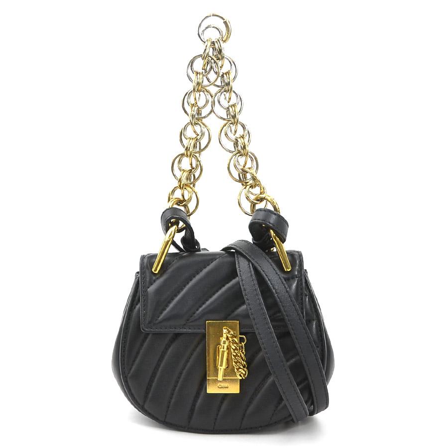 Chloe ショルダー　クロエ　ドリュー　籠バッグ　ハンドバッグ　正規　レザー Chloe クロエ ショルダーバッグ ドリュー レザー ブラック
