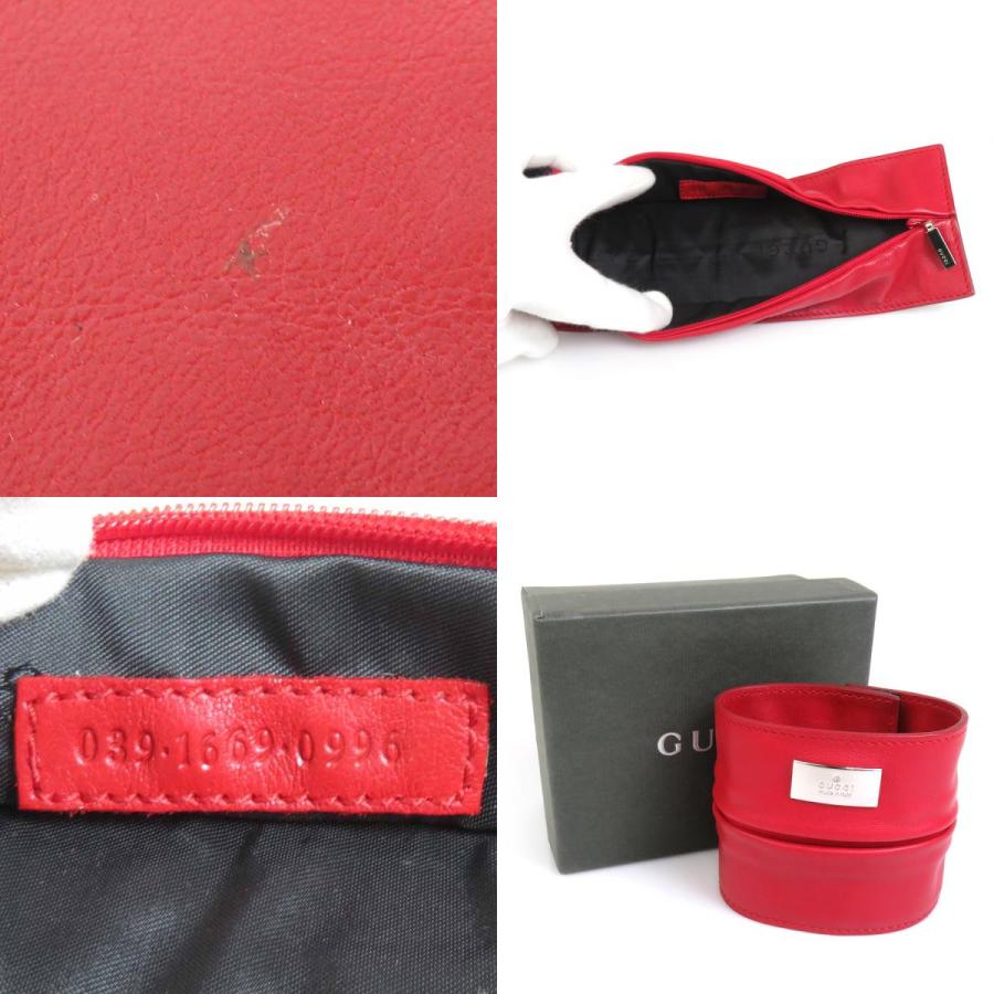 GUCCI グッチ バングル ブレスレット レザー レッド : ブランド