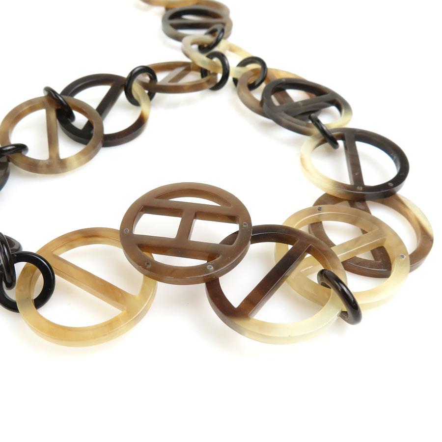 HERMES エルメス ネックレス バッファローホーン ブラウン