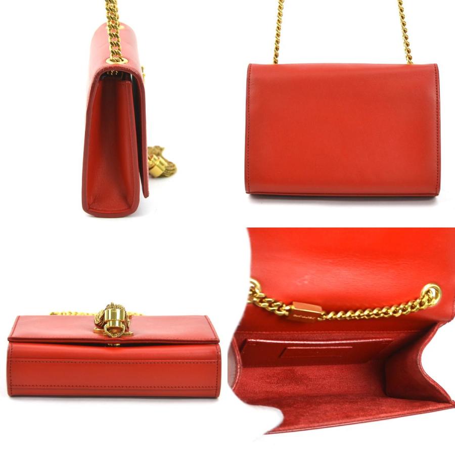 サンローラン　赤いレザーバッグ ショルダーストラップ付き SAINT LAURENT サンローラン バッグ サンセット チェーン