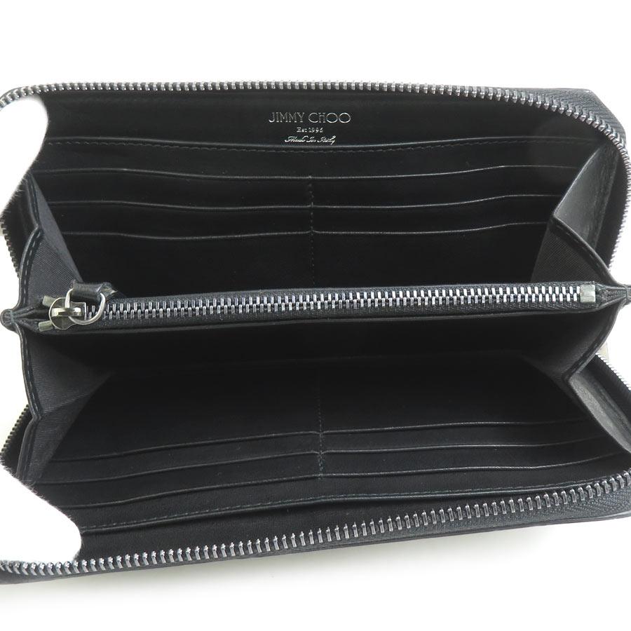 JIMMY CHOO ジミーチュウ ラウンドファスナー長財布 グレー×ブラック 14055 ユニセックス【中古】 h30799a ジミーチュウ JIMMY CHOO ラウンドファスナー長財布 レザー/メタル