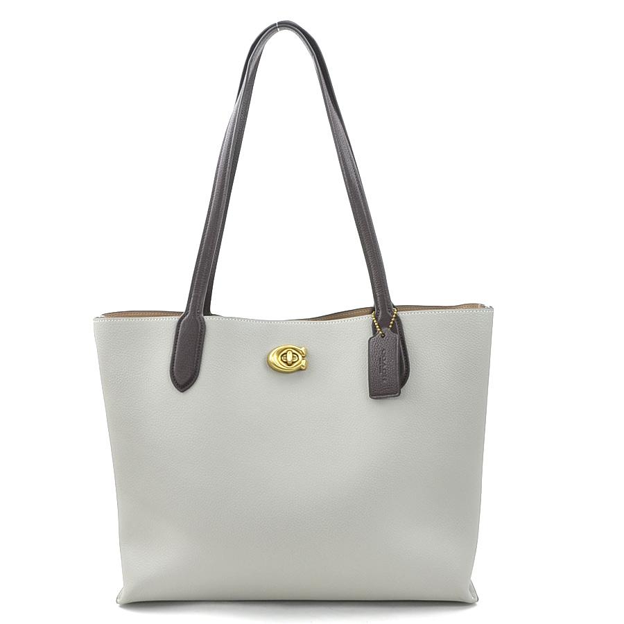 COACH コーチ ショルダーバッグ トートバッグ レザー ライトグレー  