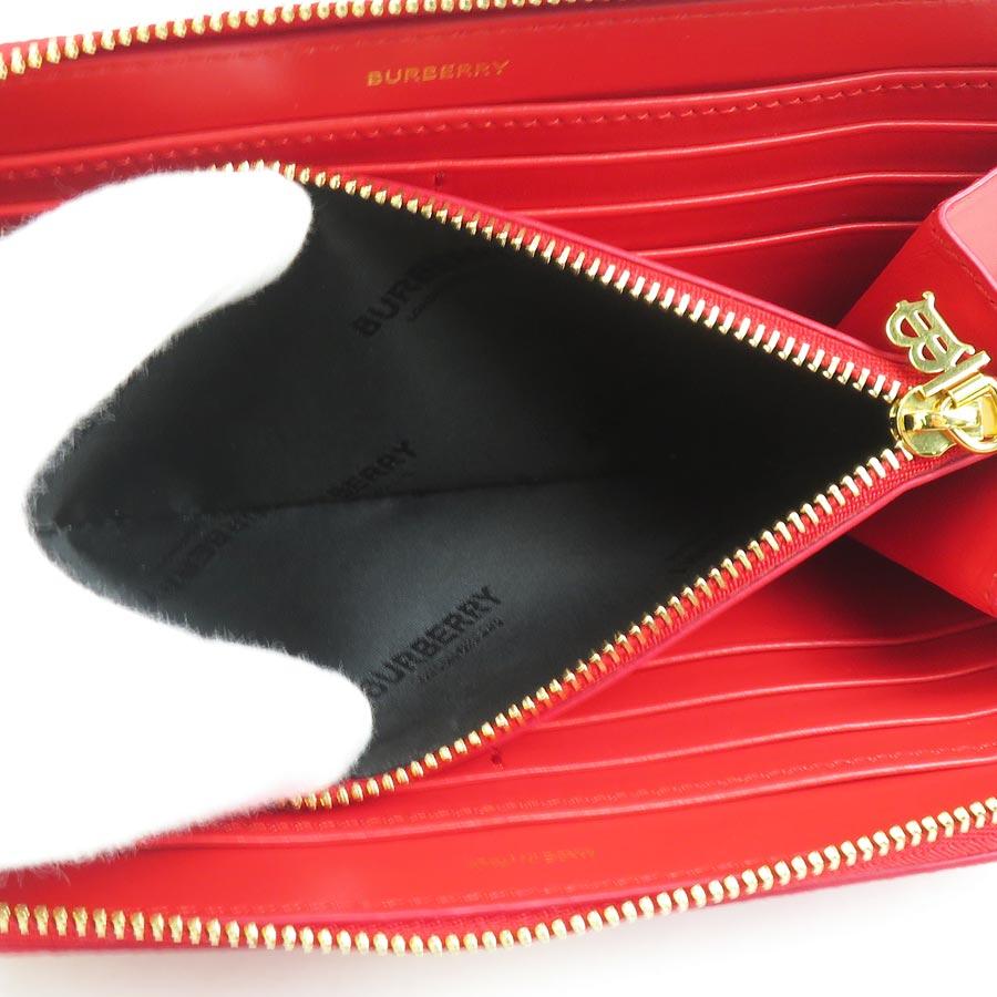 美品 希少 BURBERRY バーバリー 型押し ラウンドファスナー 長財布 BURBERRY（バーバリー） ラウンドファスナー長財布 レザー レッド