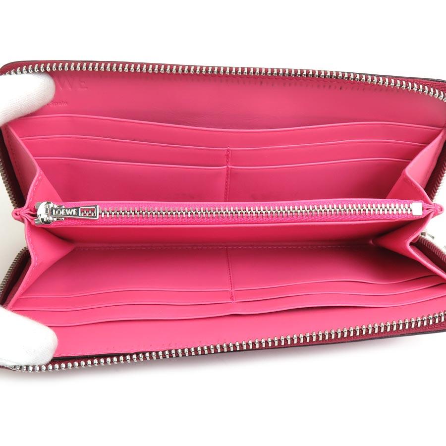 美品 ロエベ LOEWE アナグラム ラウンドファスナー 長財布 レザー ピンク LOEWE（ロエベ） ラウンドファスナー長財布 アナグラム レザー