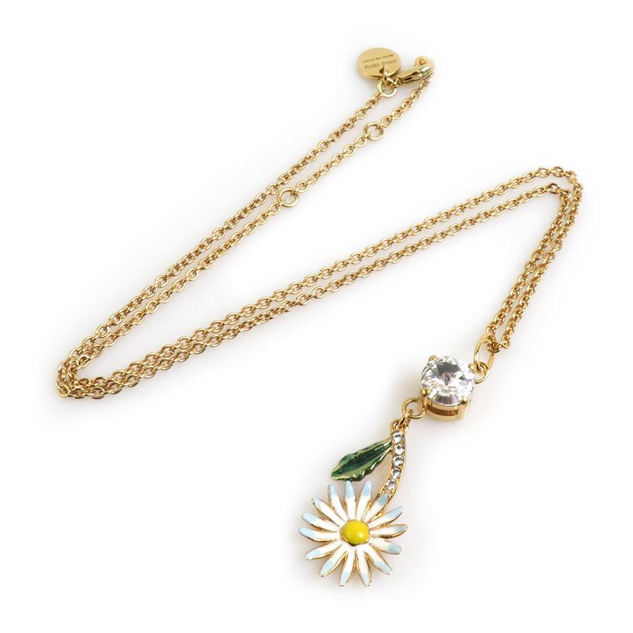 miu miu（ミュウミュウ） ネックレス メタル ゴールド×マルチカラー