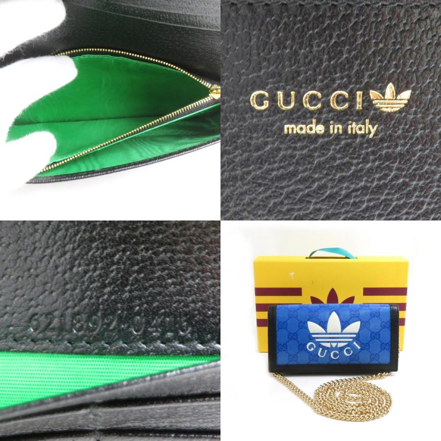 GUCCI グッチ ウォレットチェーン adidasコラボ レザー ブルー