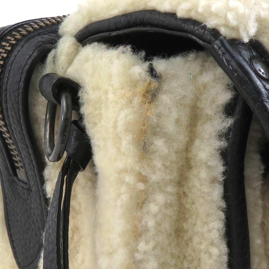 COACH（コーチ） ショルダーバッグ ボア/レザー アイボリー×ブラック