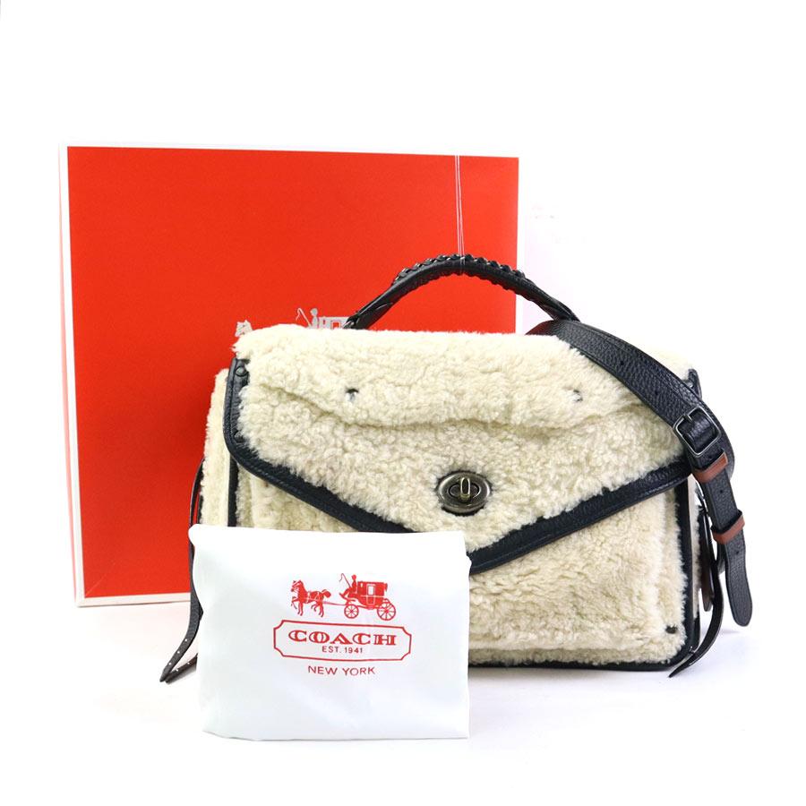 COACH（コーチ） ショルダーバッグ ボア/レザー アイボリー×ブラック