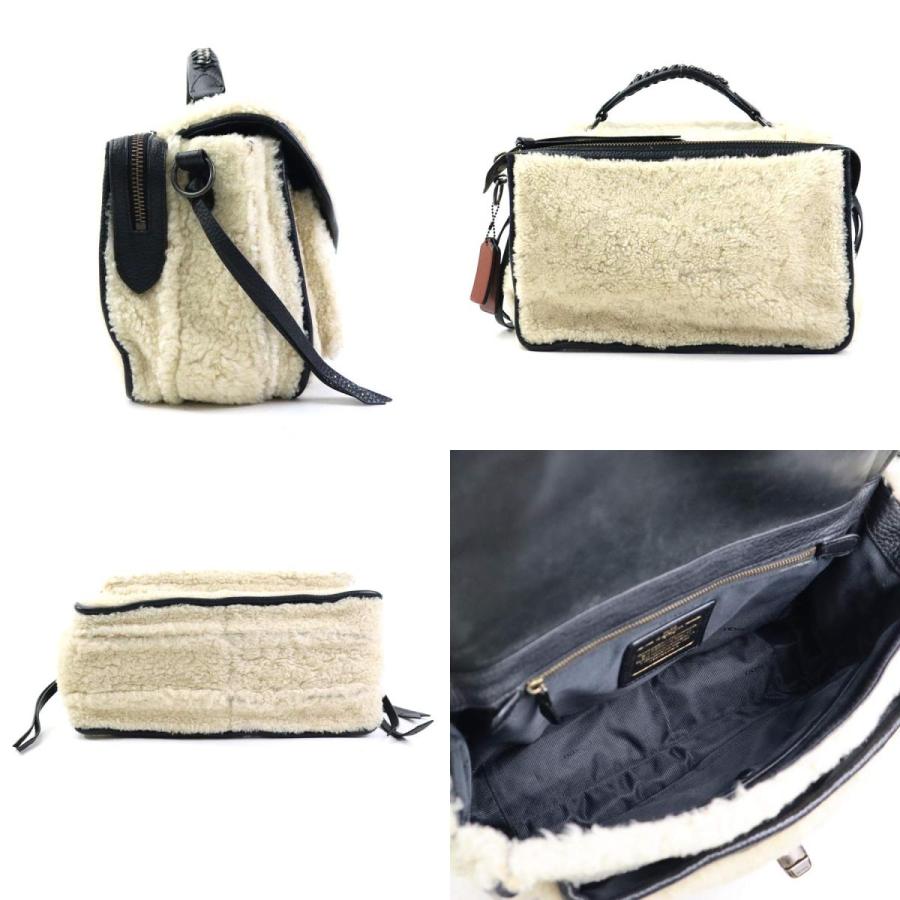 COACH コーチ ショルダーバッグ アイボリー×ブラック 14059 ユニセックス【中古】 h31117a COACH（コーチ） ショルダーバッグ ボア/レザー アイボリー×ブラック