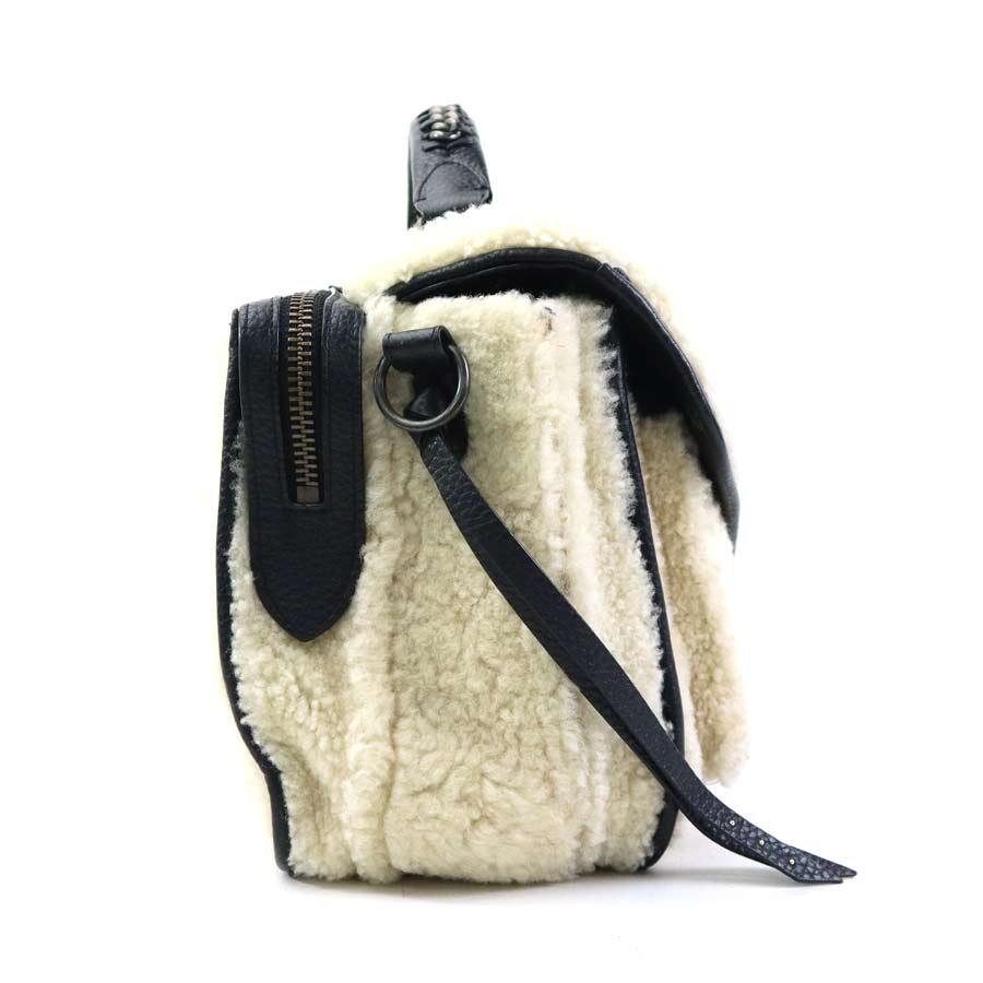 COACH（コーチ） ショルダーバッグ ボア/レザー アイボリー×ブラック