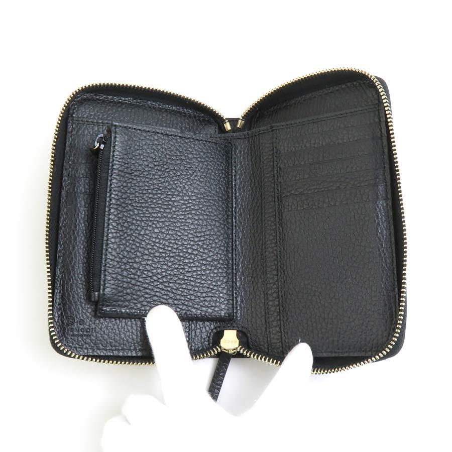 GUCCI 二つ折り財布 ブラック 美品 男女兼用 グッチ GUCCI（グッチ） グッチ財布 二つ折り財布 メンズ ブラック×グリーン