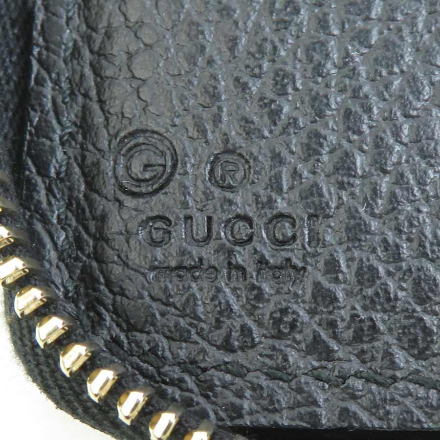 【美品】GUCCI　インターロッキング　二つ折り財布　ブラック　レザー GUCCI（グッチ） 二つ折り財布 インターロッキングG レザー ブラック
