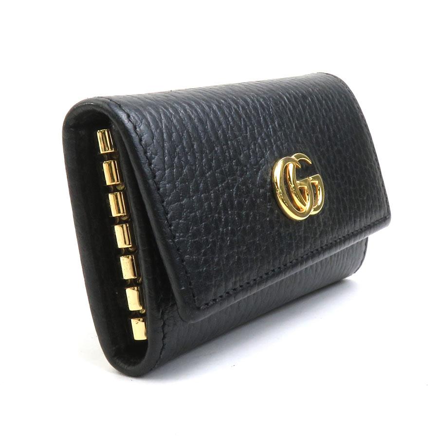 GUCCI ブラックレザー GGキーケース GUCCI レザーキーケース ブラック グッチ GUCCI キーケース