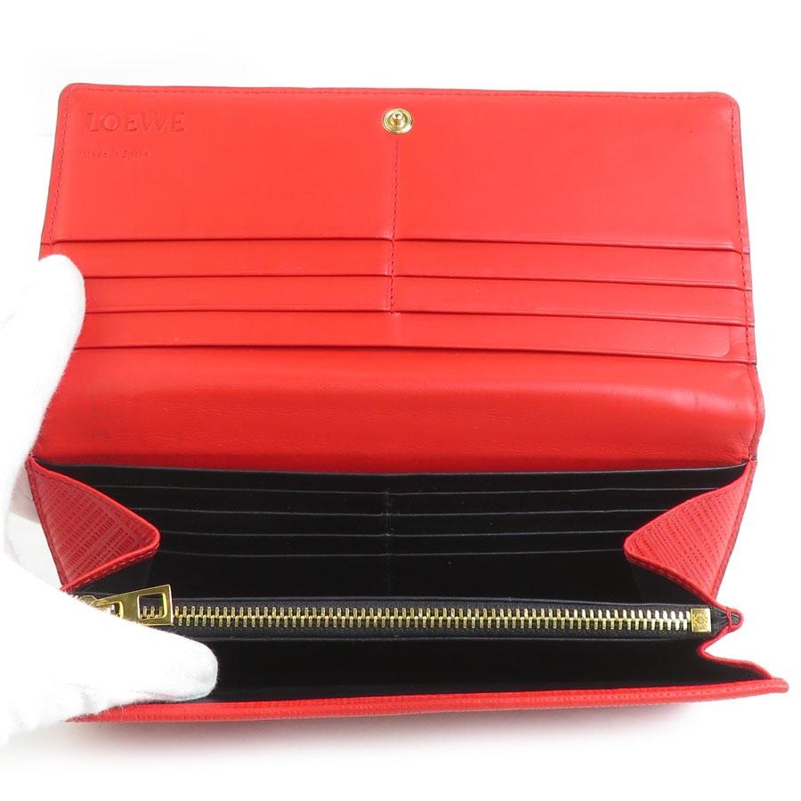 LOEWE（ロエベ） 二つ折り長財布 レザー レッド : ブランドバリュー