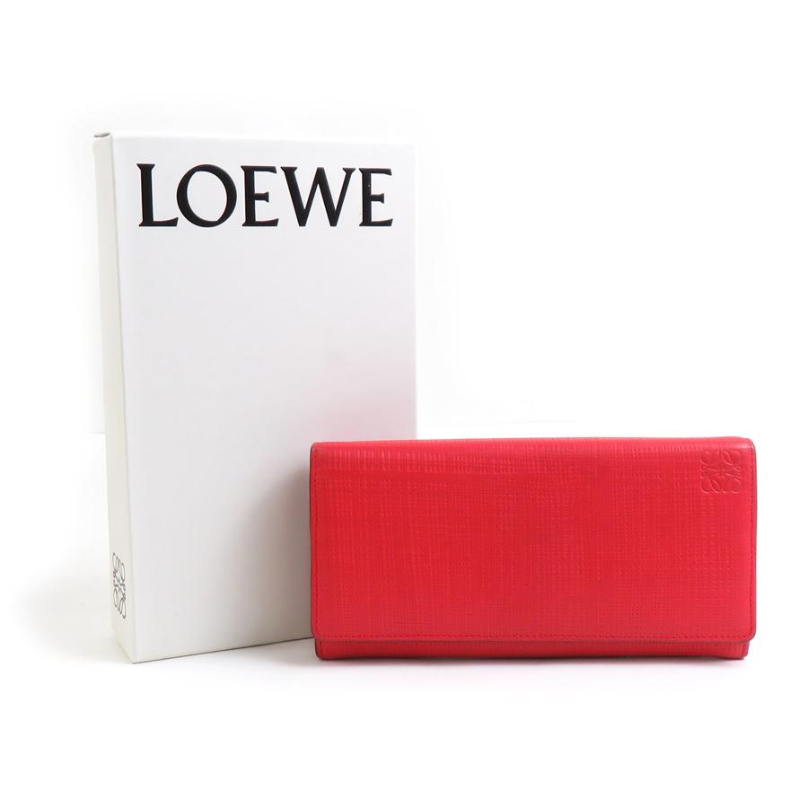 LOEWE（ロエベ） 二つ折り長財布 レザー レッド : ブランドバリュー