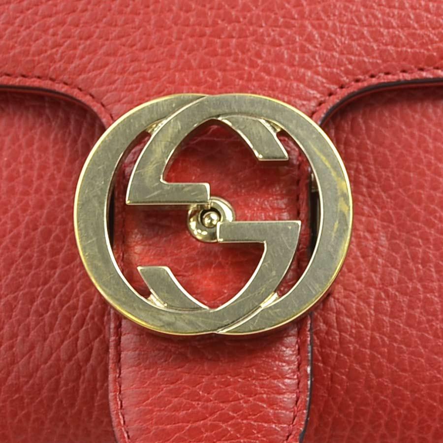 GUCCI（グッチ） ショルダーバッグ インターロッキングG レザー レッド